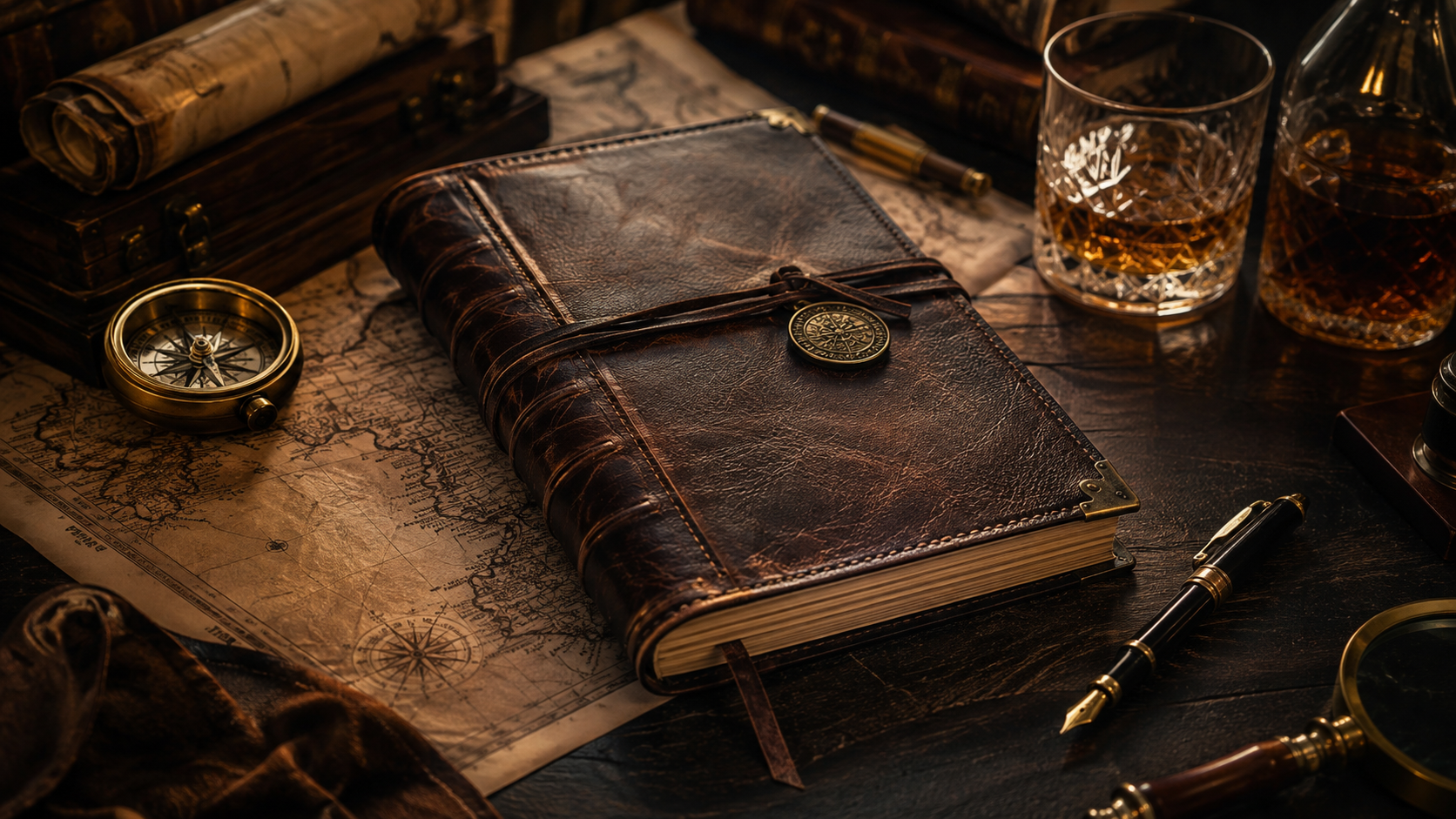 An antique ledger and map documenting whisky cask provenance.